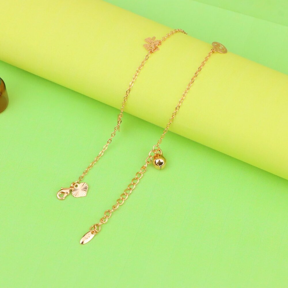 "Delicate Rose Gold Anklet with Lucky Charms & Adjustable Chain, XPAL1073 - Picture 12 of 12